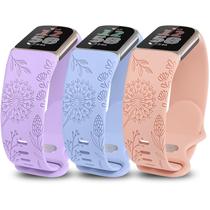 Pulseira de silicone gravada floral Minyee para Fitbit Charge 6/5 Pulseira de silicone gravada floral Minyee para Fitbit Charge 6/5