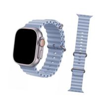 Pulseira de Silicone Ocean AZUL BEBÊ Compatível Apple Watch todos Modelos e IWO 42, 44, 45 e 49mm