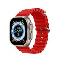 Pulseira de Silicone Ocean VERMELHO Compatível com Apple Watch todos Modelos e IWO 42, 44, 45 e 49mm