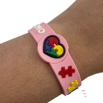 Pulseira de Silicone Quebra-Cabeça Autismo Colorida Diversas Cores