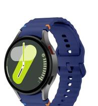 Pulseira De Silicone Ridge 3 Cores Compatível Com Galaxy Watch 4 5 6 7 Fe 40mm 42mm 43mm 44mm 45mm 46mm 47mm Classic Pro Cor Azul Marinho