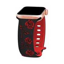 Pulseira De Silicone Rosa Gravada Em Duas Cores Para Apple Watch 40mm-49mm Ultra Series 10 9 8 7 6