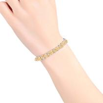 Pulseira de Strass Luxuosa Elegância Refinada Dourada Prata