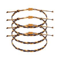 Pulseira de tecido ajustável MECCANIXITY tricolor amarelo-marrom Pulseira de tecido ajustável MECCANIXITY tricolor amarelo-marrom