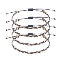 Pulseira de tecido ajustável MECCANIXITY Tricolor Cinza-Khaki x4