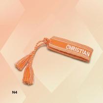 Pulseira de Tecido com Letras Bordadas Ajustável, Artesanal e Unissex -