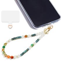Pulseira de telefone Lostars Light Green Peacock Agate Beads