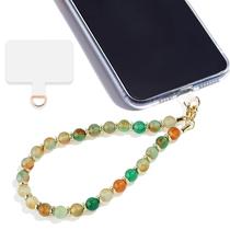 Pulseira de telefone Lostars Marble Beaded Green Peacock Agate Pulseira de telefone Lostars Marble Beaded Green Peacock Agate