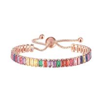 Pulseira De Tênis Ajustável Multicolorida Para Mulheres, Joia Com Charme De Zircônia Arco-Íris Para