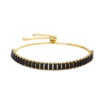 Pulseira De Tênis De Cristal Preto Ajustável Com Zircônia Cúbica Para Mulheres E Homens, Joias