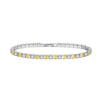 Pulseira De Tênis De Luxo Feminina Em Prata Com Cristais De Zircônia Arco-Íris De 4mm, Joia Colorida