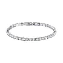 Pulseira De Tênis De Zircônia Prateada 2.5/3/4/5mm, Joia De Moda Punk Com Cristais Deslumbrantes