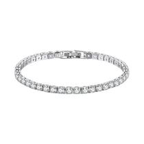 Pulseira De Tênis De Zircônia Prateada 2.5/3/4/5mm, Joia De Moda Punk Com Cristais Deslumbrantes