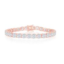 Pulseira de Tênis em Prata Esterlina Rosa com Zircônias Cúbicas - 6mm