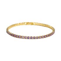 Pulseira De Tênis Feminina Impermeável Com Cristais Coloridos 3MM, Joia De Zircônia Cúbica