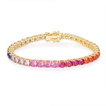 Pulseira de tênis Gemsme Rainbow Cubic Zirconia banhada a ouro 14K