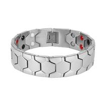 Pulseira De Terapia Magnética De Neodímio Para Homens, Design Hexagonal Em Cobre Puro E Aço Titânio