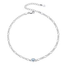 Pulseira de tornozelo SILVERCUTE March Birthstone 925 Silver