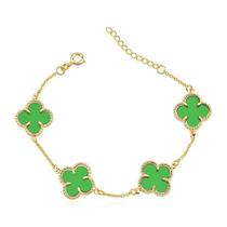 Pulseira de Trevos Folheada a Ouro 18k