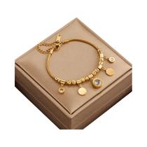 Pulseira De Zircônia Com Números Romanos Dourados Para Mulheres, Joia De Moda Em Aço Inoxidável