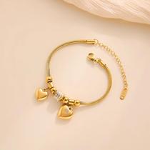 Pulseira De Zircônia Em Forma De Coração Dourada Para Mulheres, Joias De Moda Em Aço Inoxidável Pulseira De Zircônia Em Forma De Coração Dourada Para Mulheres, Joias De Moda Em Aço Inoxidável