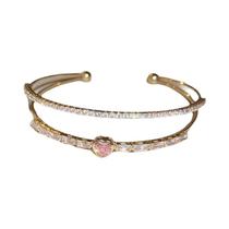 Pulseira De Zircônia Em Forma De Coração Pêssego Para Mulheres, Joia De Moda Com Cadeia De Luxo Leve