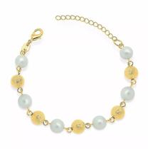 Pulseira Delicado Pérolas Bolas Fosca Lembrança Folheado