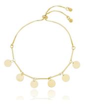 Pulseira Denise Veneziana Regulável Fio palito com chapinhas redondas banhada em ouro 18k