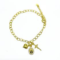 Pulseira Devoção com pingentes Banhada a Ouro 18k