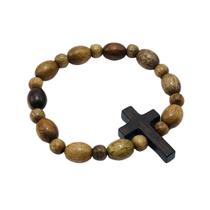 Pulseira Dezena De Pulso com Crucifixo Madeira