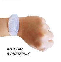 Pulseira dispenser de álcool gel em silicone 10ml com seringa Kit 5 pçs