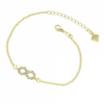 Pulseira Do Símbolo Do Infinito Em Strass PRI Style Folheada A Ouro 18K Antialérgica Pulseira Do Símbolo Do Infinito Em Strass PRI Style Folheada A Ouro 18K Antialérgica