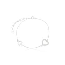 Pulseira Dois Coracões Prata 925