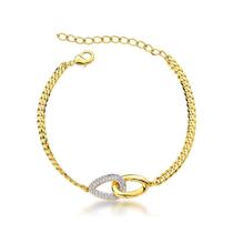 Pulseira dois elos entrelaçados um cravejado e um liso