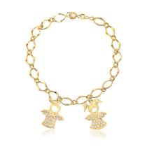 Pulseira Dois Filhos com Zircônias Folheada a Ouro 18k