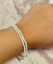 Pulseira Dois Fios de Pérolas Água Doce Natural com Prata