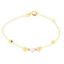 Pulseira Dourada 3 corações PUX0143