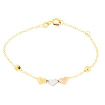 Pulseira Dourada 3 Corações Pux0143
