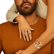 Pulseira dourada bracelete enamorado em metal liso banho18k ajustável Pulseira dourada bracelete enamorado em metal liso banho18k ajustável