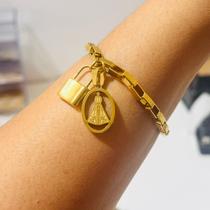 Pulseira Dourada Cadeia de Consagração de Nossa Senhora - Aço Inox Pulseira Dourada Cadeia de Consagração de Nossa Senhora - Aço Inox