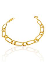 Pulseira Dourada com Elos Grandes Retangulares