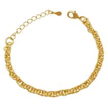 Pulseira Dourada com Elos Pequenos Trançados Folheada em Ouro 18K Softjoias Pulseira Dourada com Elos Pequenos Trançados Folheada em Ouro 18K Softjoias