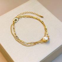 Pulseira Dourada com Pingente de pérola Anita Borges