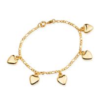 Pulseira Dourada com Pingentes de Coração Pulseira Dourada com Pingentes de Coração