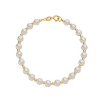 Pulseira Dourada de Pérolas e Bolinhas