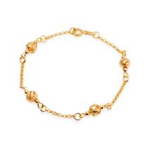 Pulseira Dourada Elo Português com Esferas Pulseira Dourada Elo Português com Esferas