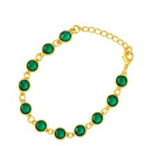 Pulseira Dourada em Cristais Verdes