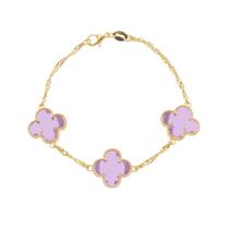 Pulseira Dourada Trevos Zircônia Rosa Pulseira Dourada Trevos Zircônia Rosa
