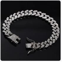 Pulseira Dourado 20cm 15mm Cravejado Zircônia Cubica Ouro