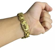 Pulseira Dubai 15Mm Fecho Jesus Cristo Banhado A Ouro 18K Pulseira Dubai 15Mm Fecho Jesus Cristo Banhado A Ouro 18K